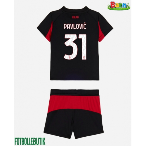 AC Milan Strahinja Pavlovic #31 Hemmaställ Barn 2025-26 Kortärmad (+ Korta byxor)